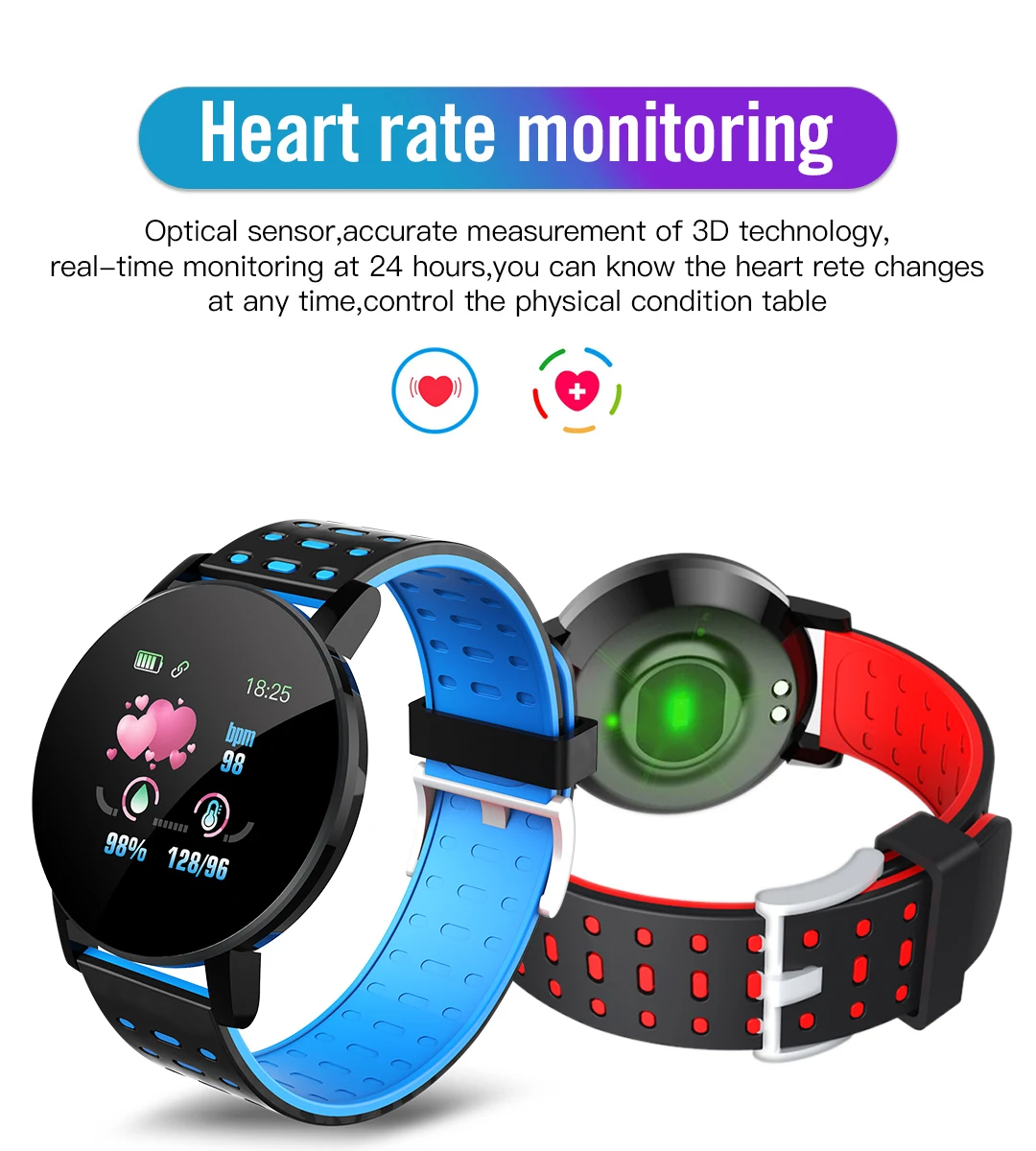119S Smartwatch Bluetooth Thông Minh Xem Người Đàn Ông Huyết Áp Phụ Nữ Thông Minh Ban Nhạc Đồng Hồ Thể Thao Tập Thể Dục Tracker Đồng Hồ Cho Android IOS
