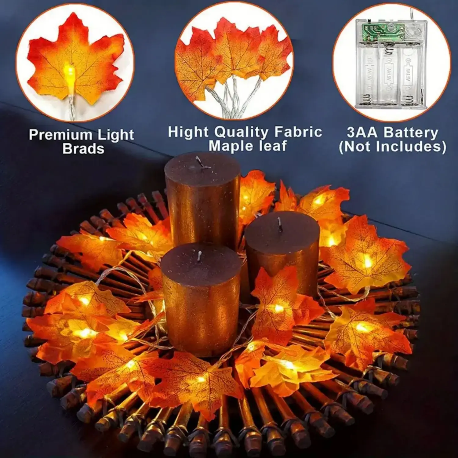 1 PC 10/20/40 LED Maple Leaf String ไฟ Fairy แบตเตอรี่ขับเคลื่อนสําหรับงานปาร์ตี้วันหยุด Arrangement ฉากตกแต่งกลางแจ้ง