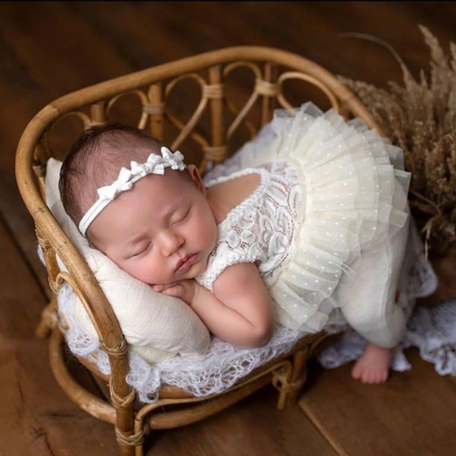 Silla de cama para recién nacido, accesorios de fotografía recién nacido, cesta Retro, estera de fotografía para bebé, cojín de Pose infantil, accesorios de estudio de fotografía