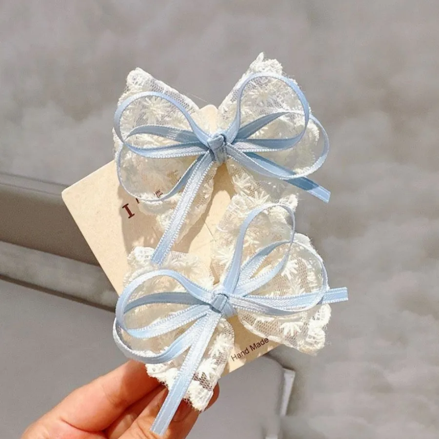 Estilo coreano laço de renda crianças headwear com temperamento da menina laço grampo de cabelo pesado artesanal high-end headwear cabelo cl