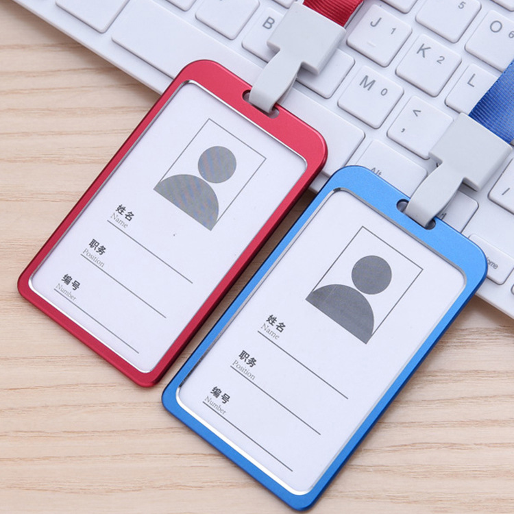 Funda de tarjeta de moda para mujer, cordón de aleación de aluminio, tarjetero de identificación de trabajo, tarjetero de trabajo de negocios, tarjetero de identificación, funda de Metal para bolsas