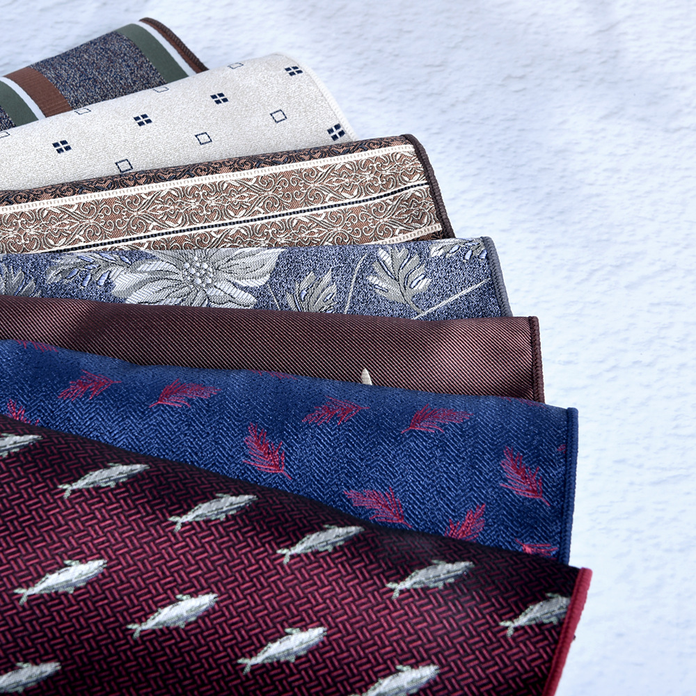 24 cm Herfst Winter Mode Bladeren Gedrukt Pochet Voor Mannen Polyester Bruin Gestreepte Zakdoek Bruiloft Bruidegom Pak Hanky