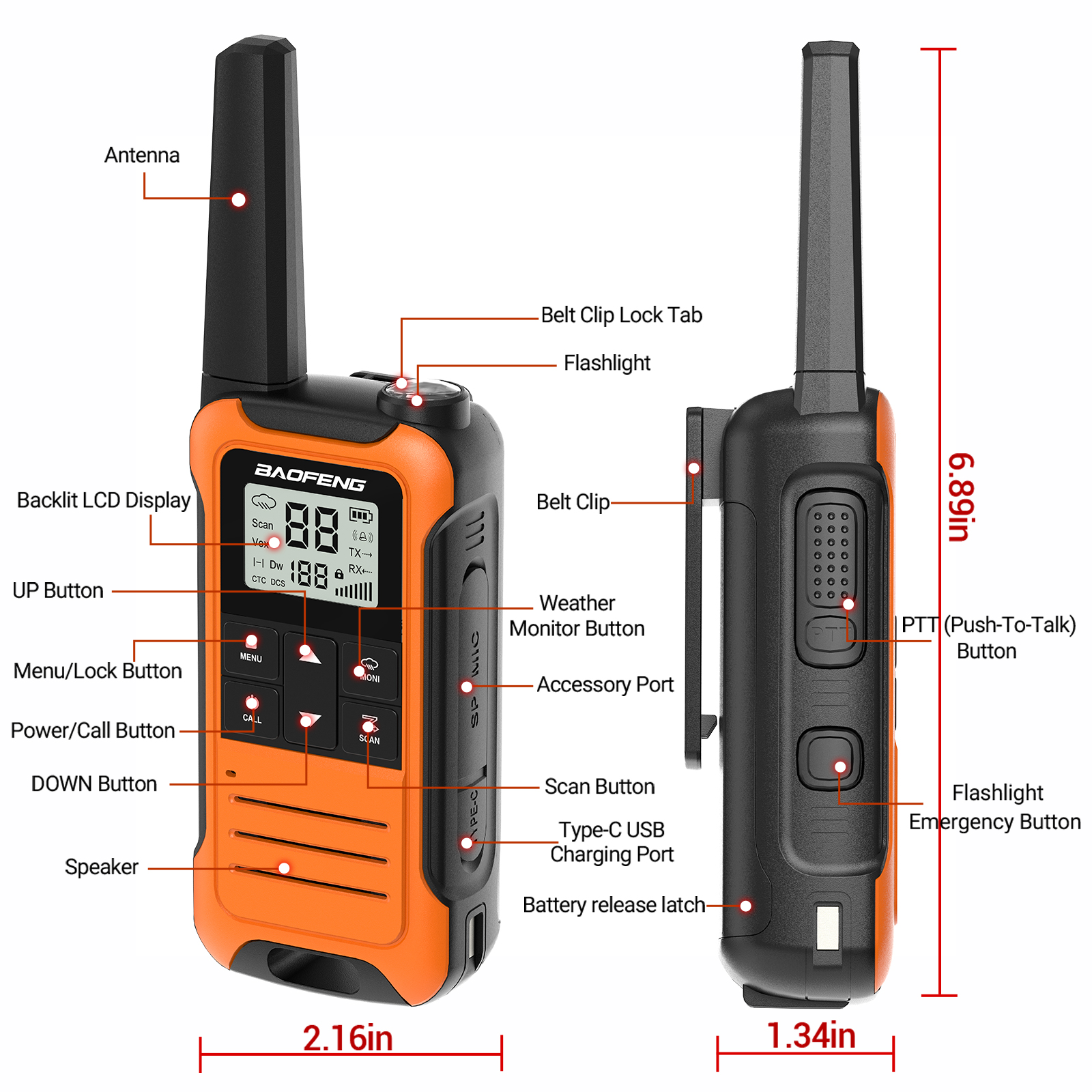 2PCS Baofeng F22 Walkie Talkie แบบพกพามินิวิทยุสื่อสาร Profesional PMR446/FRS Talkie Walkies Transceiver วิทยุ