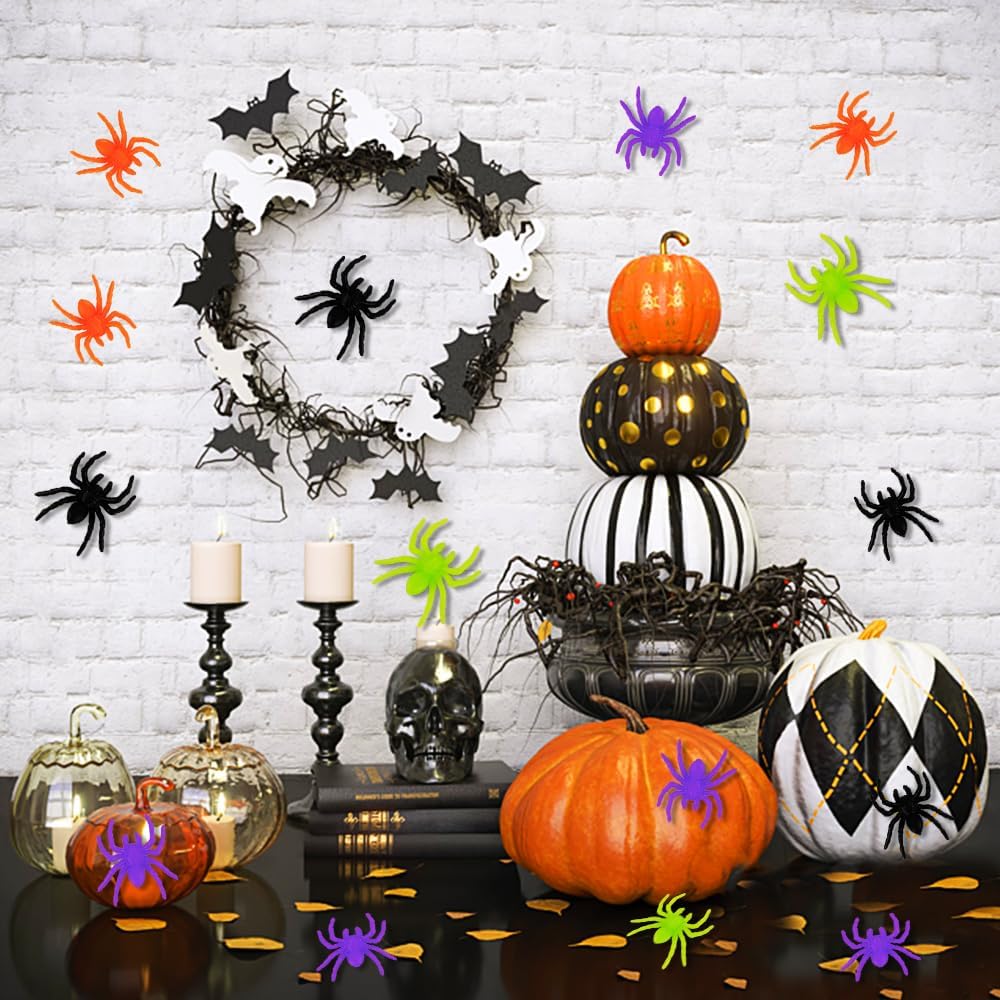 100 шт., пластиковые пауки, искусственные пауки