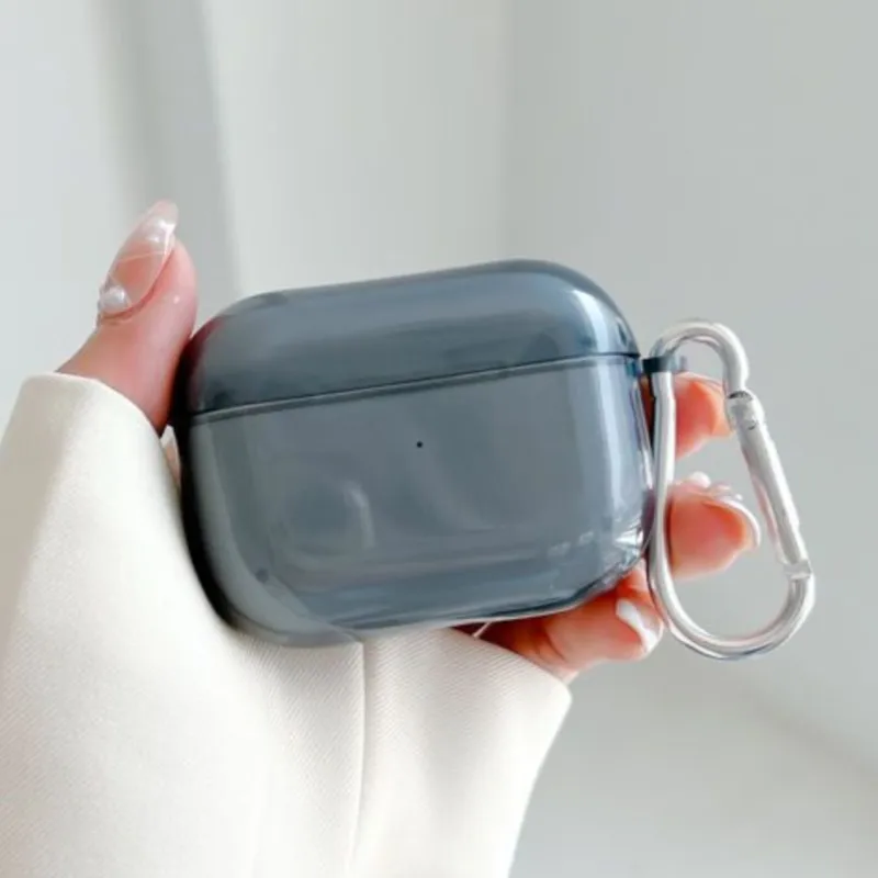 Clear Soft TPU Earphone Case with Keychain for Apple Airpods Pro 2nd Generation Air Pods 4 2024 3 2 1 3rd Gen Cover Accessories