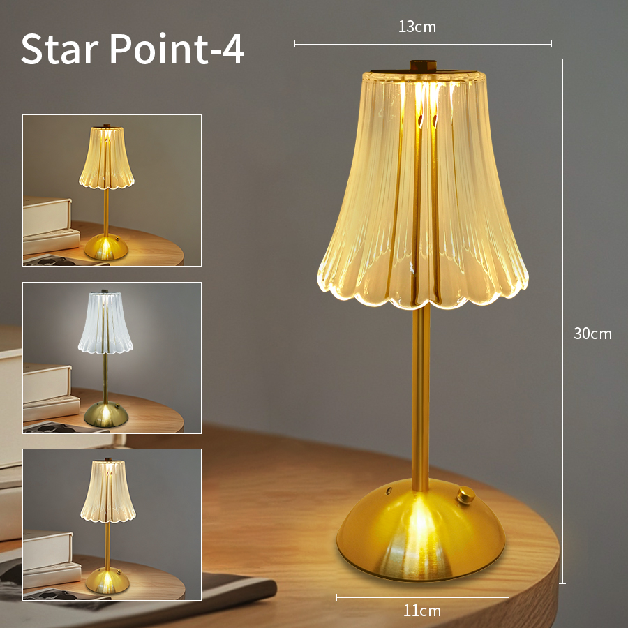 Retro cristal led candeeiro de mesa recarregável usb luz da noite desktop bar hotel quarto atmosfera sem fio interruptor toque regulável
