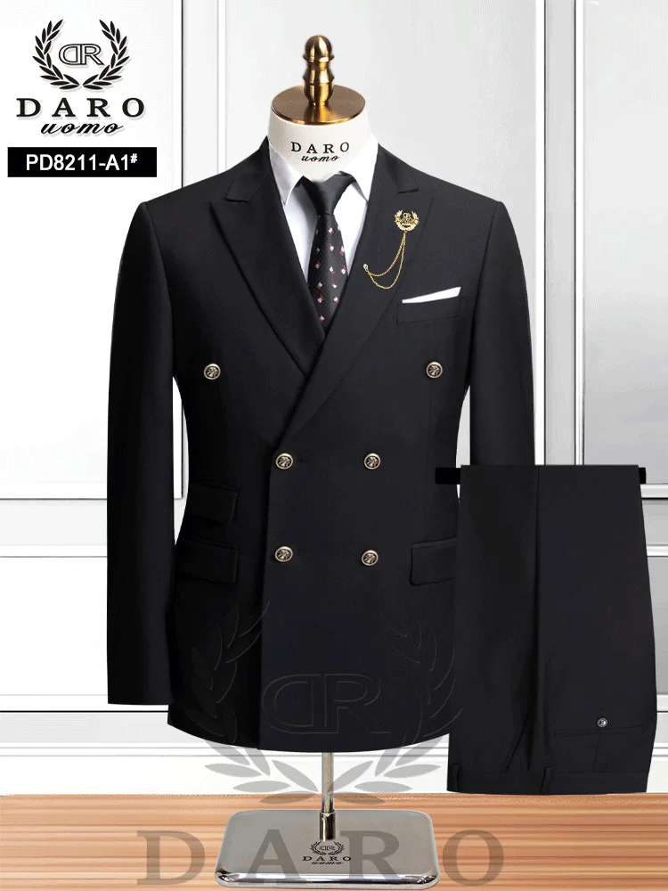 DAROuomo 2025  Men Suit Slim Fit Formal Business Work Wear Suits 2Pcs Set (Jacket+Pants)DR8211