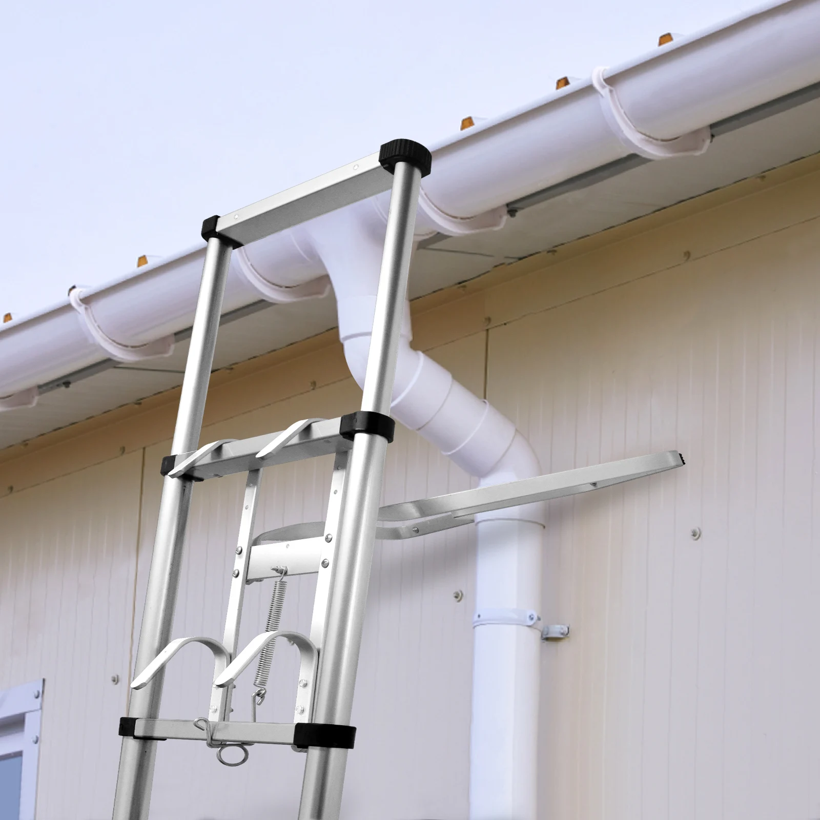 BRIEFNESS Universal Ladder Standoff V-Shaped Gutter Hook - Anti-Slip Ladder Stabilizer, Side Support Bracket for Extension