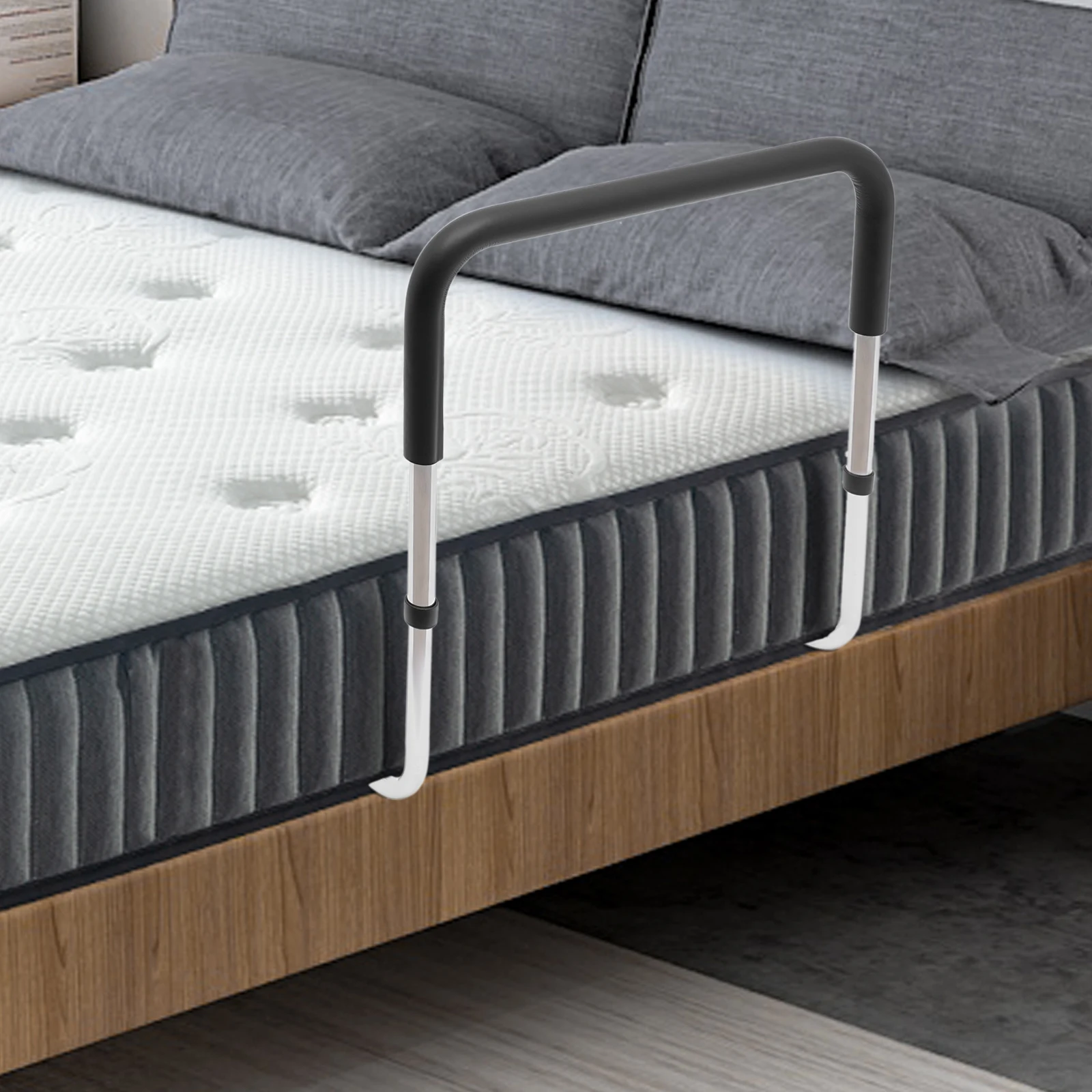 Riel de cama para adultos mayores, mesita de noche que evita caídas, barra de agarre para personas mayores, riel de asistencia de cama ajustable en altura que se adapta a una cama doble completa