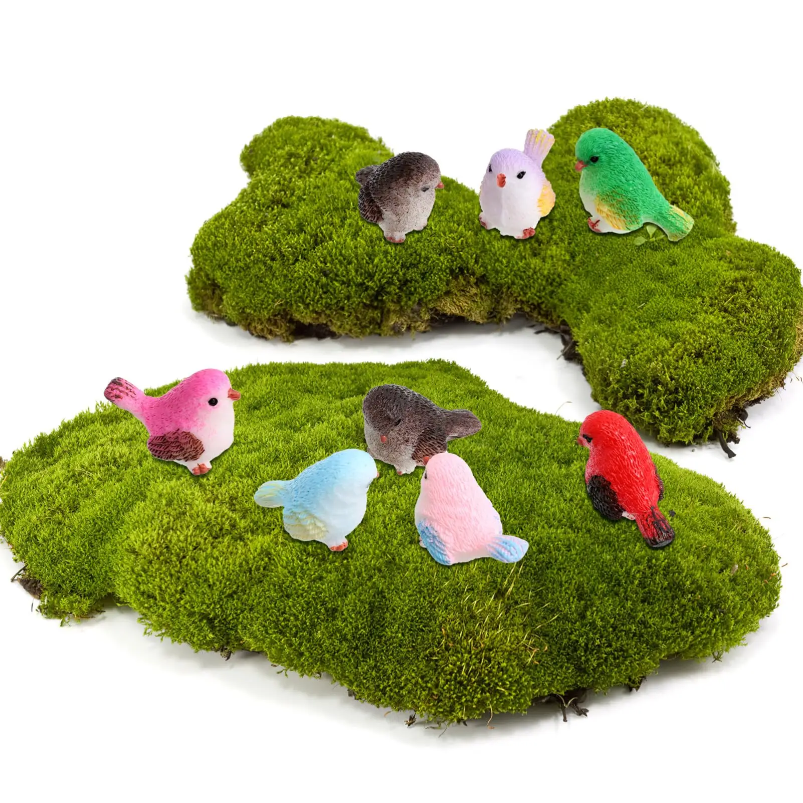 미니어처 새 인형, 모의 동물 장난감, 미니 귀여운 애완 동물 모델, 요정 정원, 이끼 마이크로 풍경, 8 개