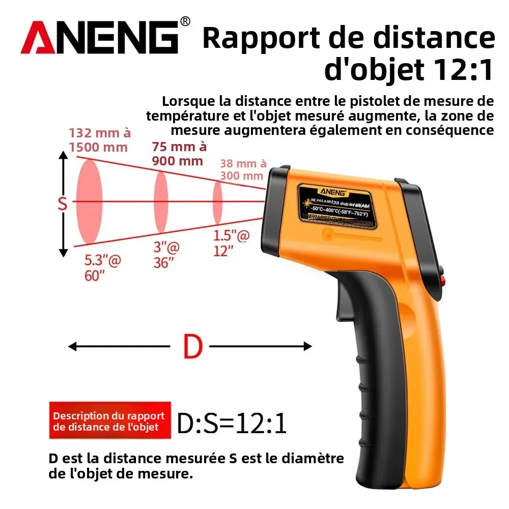 ANENG TH201 Celsius affichage thermomètre infrarouge numérique haute sensibilité sans contact pistolet de mesure de température hygromètre