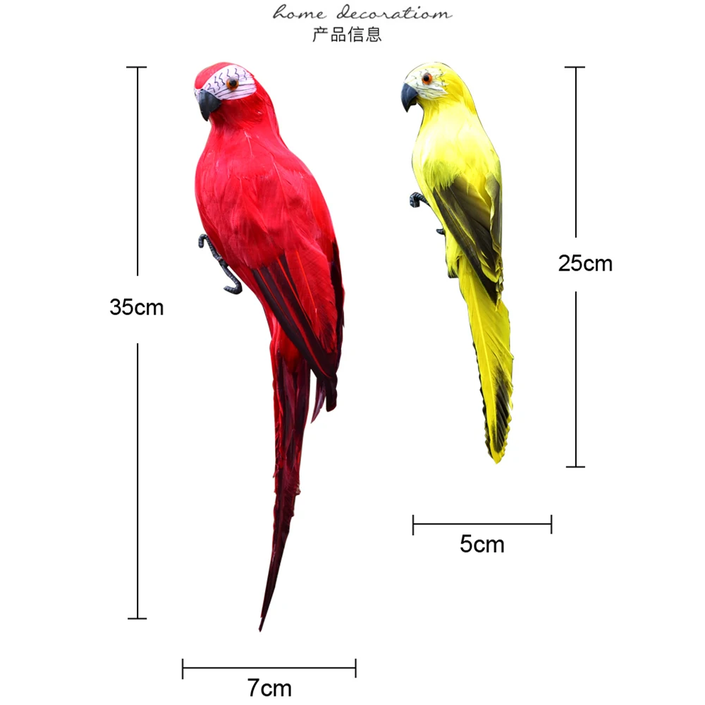 25/35 ซม.ทําด้วยมือจําลองนกแก้วสัตว์นกสวน Props ตกแต่ง Miniature Feather สนามหญ้าตุ๊กตาเครื่องประดับ