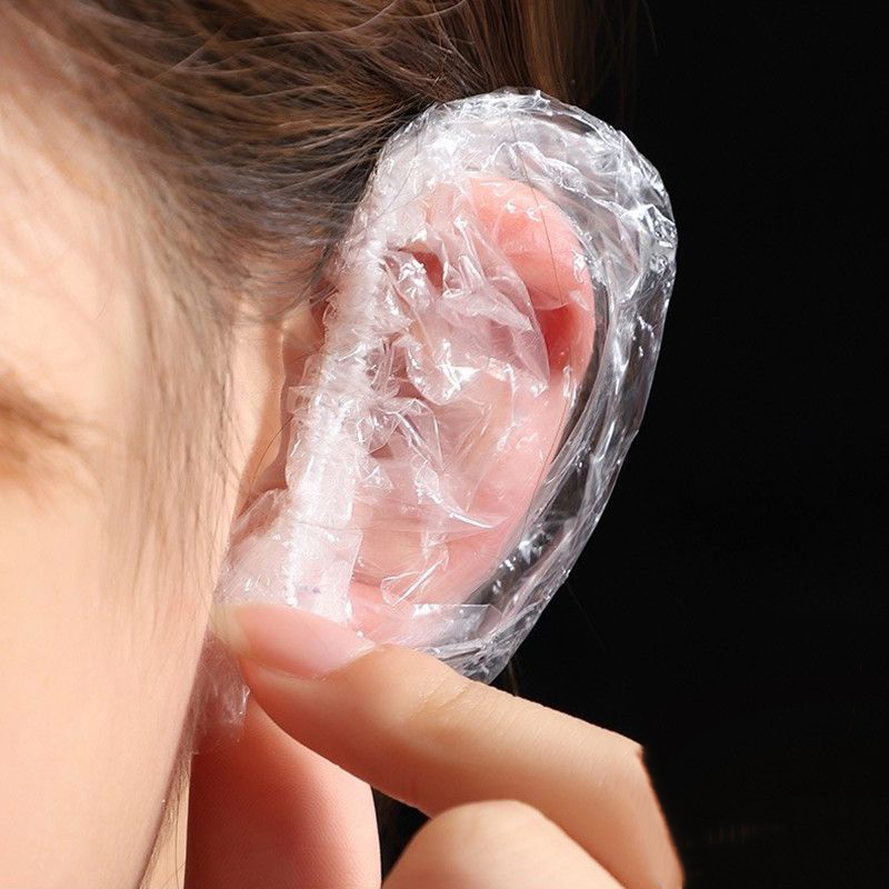 100 uds/50 pares de orejeras desechables impermeables, orejeras de peluquería, funda elástica para la oreja, Protector de oídos para baño, ducha, teñido del cabello