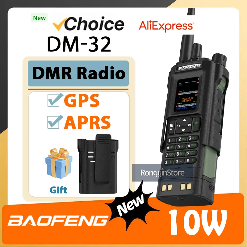 BAOFENG DM-32 con fondina da cintura DMR Radio Walkie Talkie digitale GPS APRS 999 canali Dual Mode Analogico Dual Time Slot per l'escursionismo