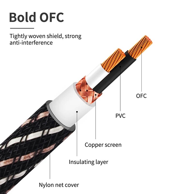 Yyaudiohifi cabo de áudio rca estéreo 6n ofc macho para macho 2rca para 2rca cabo de áudio com conector banhado a ouro para amplificador de cd