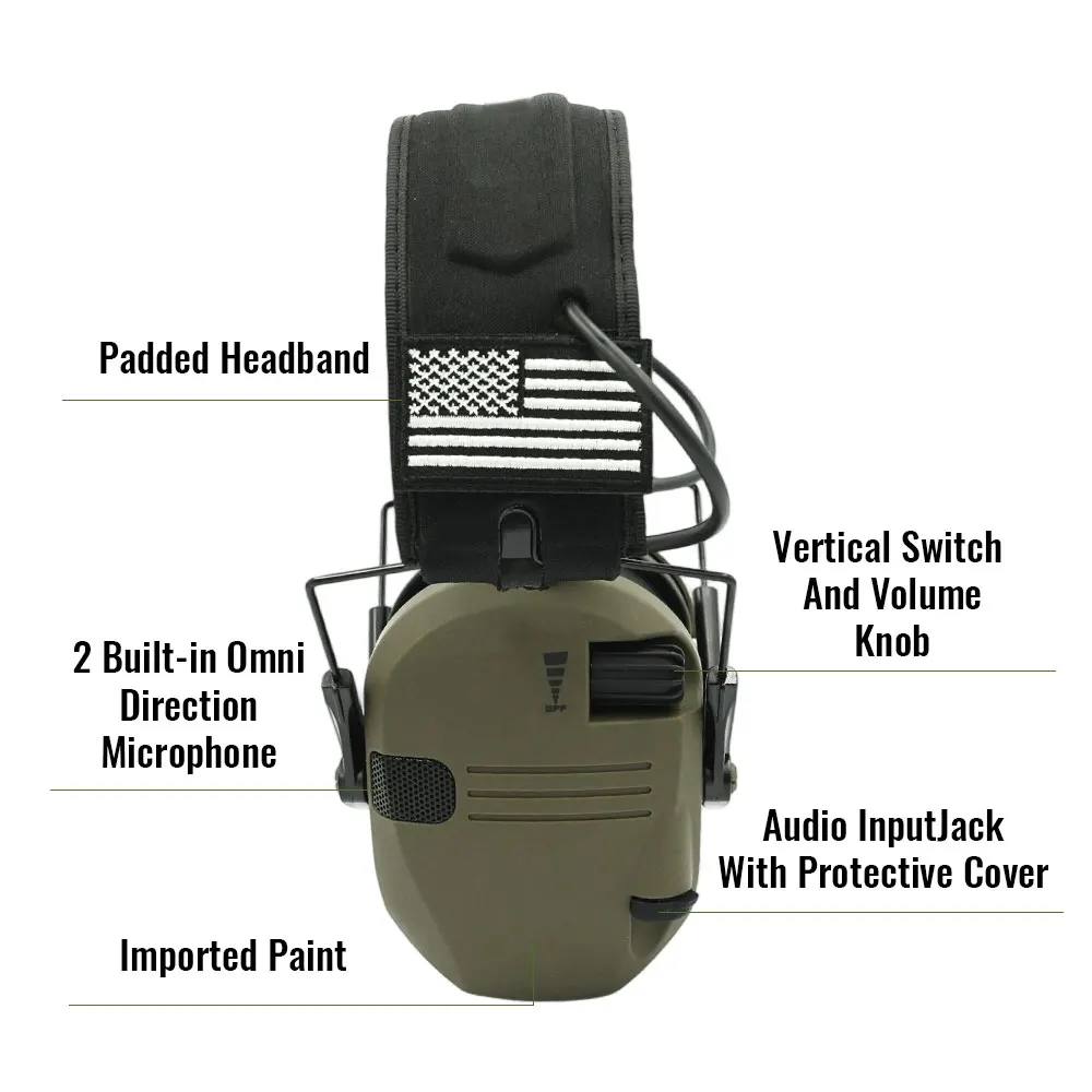 Shooting Hunting Electronic Earmuffs Active Noise Cancelling Protect Hearing Tactical Headset NRR22 EMI Filtering Sound Amplify