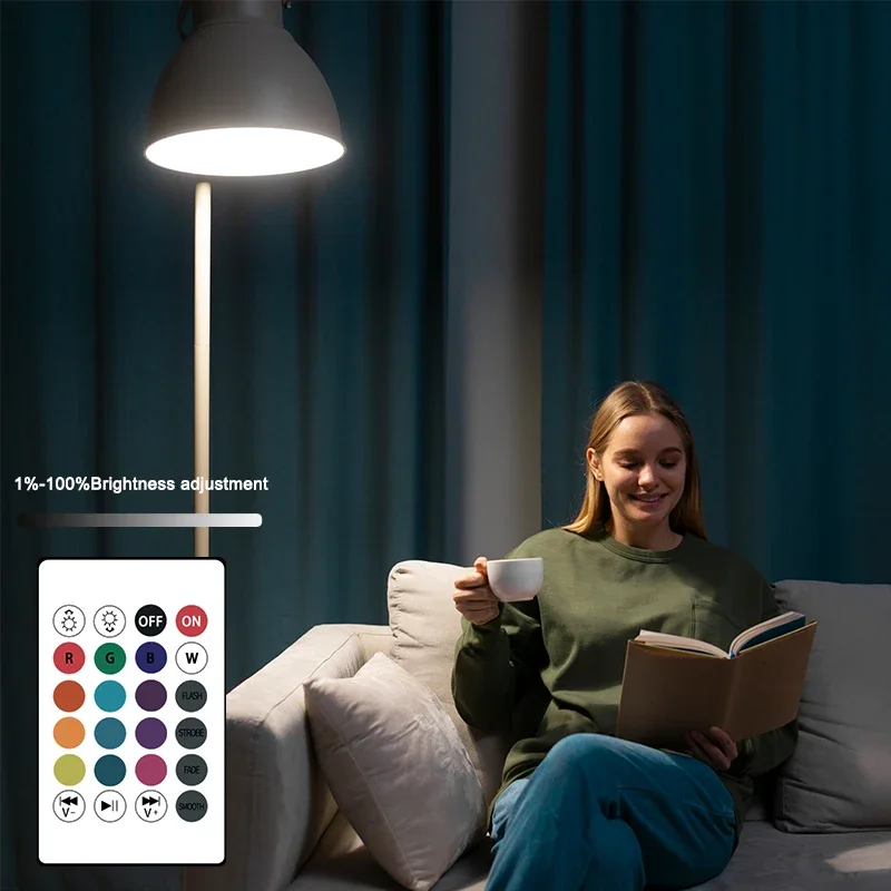 Żarówka LED E27 12W RGBW z Podczerwienią, Sterowana Pilotem, Regulacja Kolorów, Odtwarzacz Muzyki, Lampka Nastrojowa do Sypialni, Wnętrz