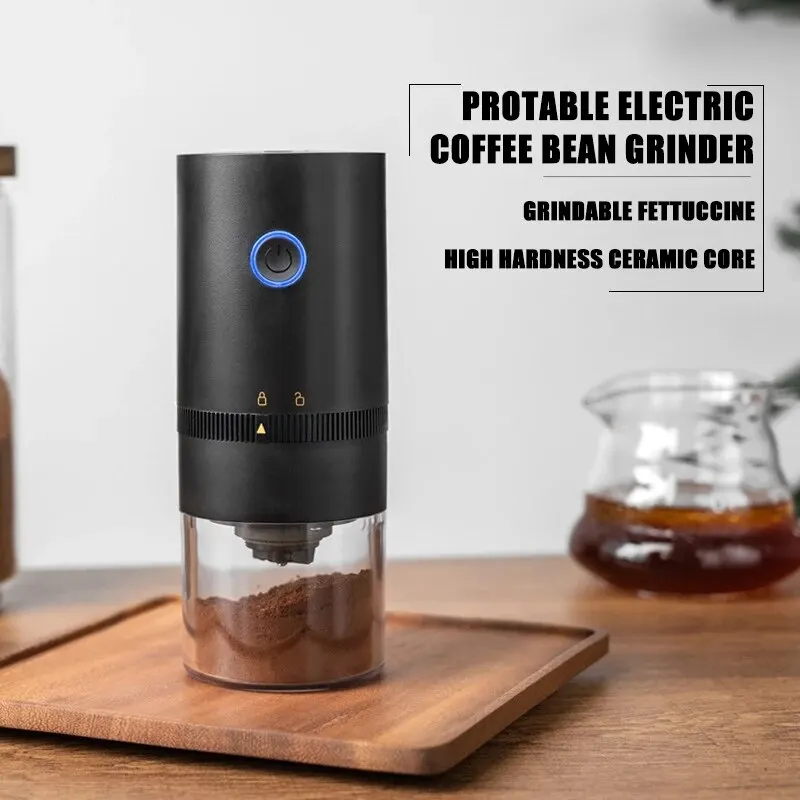 Electric Coffee Grinder LED Display Baking Paint Pulverizer Black Pepper Grinder Rechargeable Portable Automatic Machine