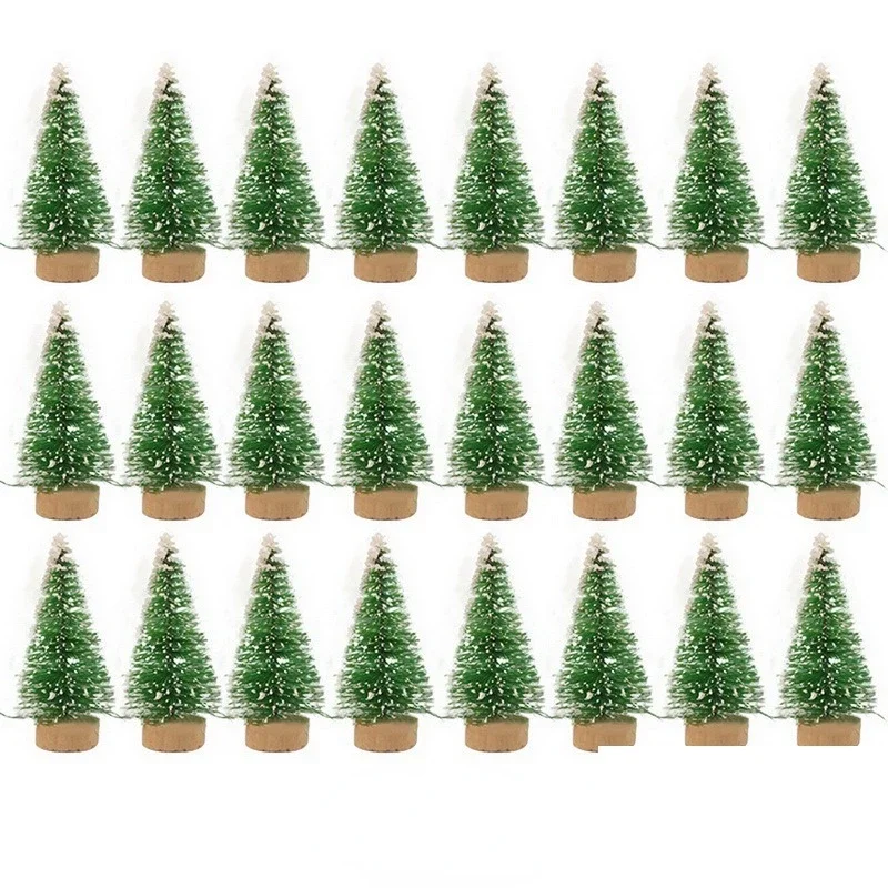 12 Piece DIY Mini Christmas Tree Sisal Silk Cedar - Desktop Decoration Small Christmas Tree - Gold S Blue Green White Mini Tree