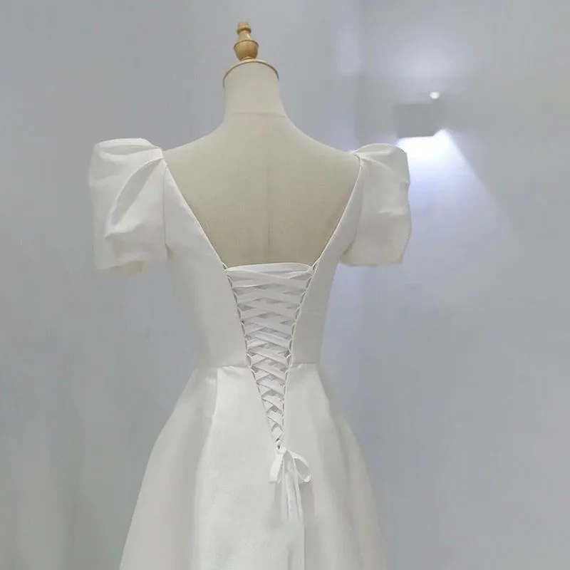 女性のための白いサテンのウェディングドレス,花嫁のためのセクシーなVネックのロングドレス,フォーマルなイブニングドレス,夏,2023
