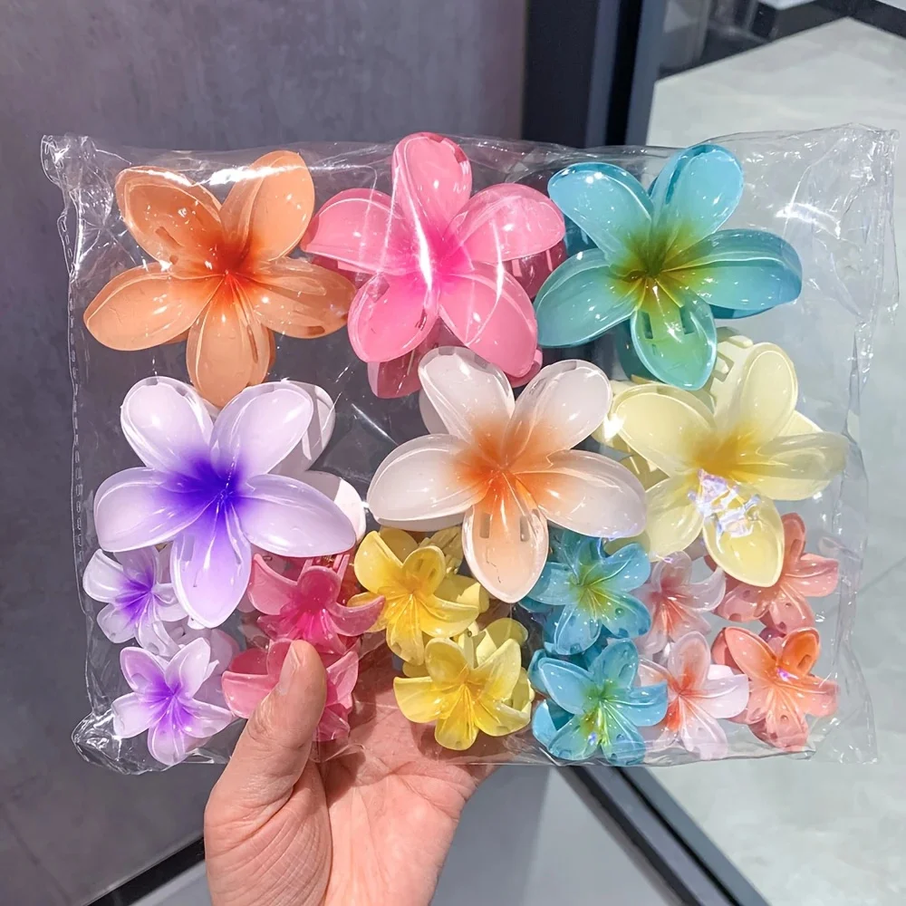 3 uds/18 Uds. Pinzas para el cabello con forma de huevo, flores de Color caramelo degradado, adecuadas para el cabello con Clip de tiburón para cola de caballo con peinado diario