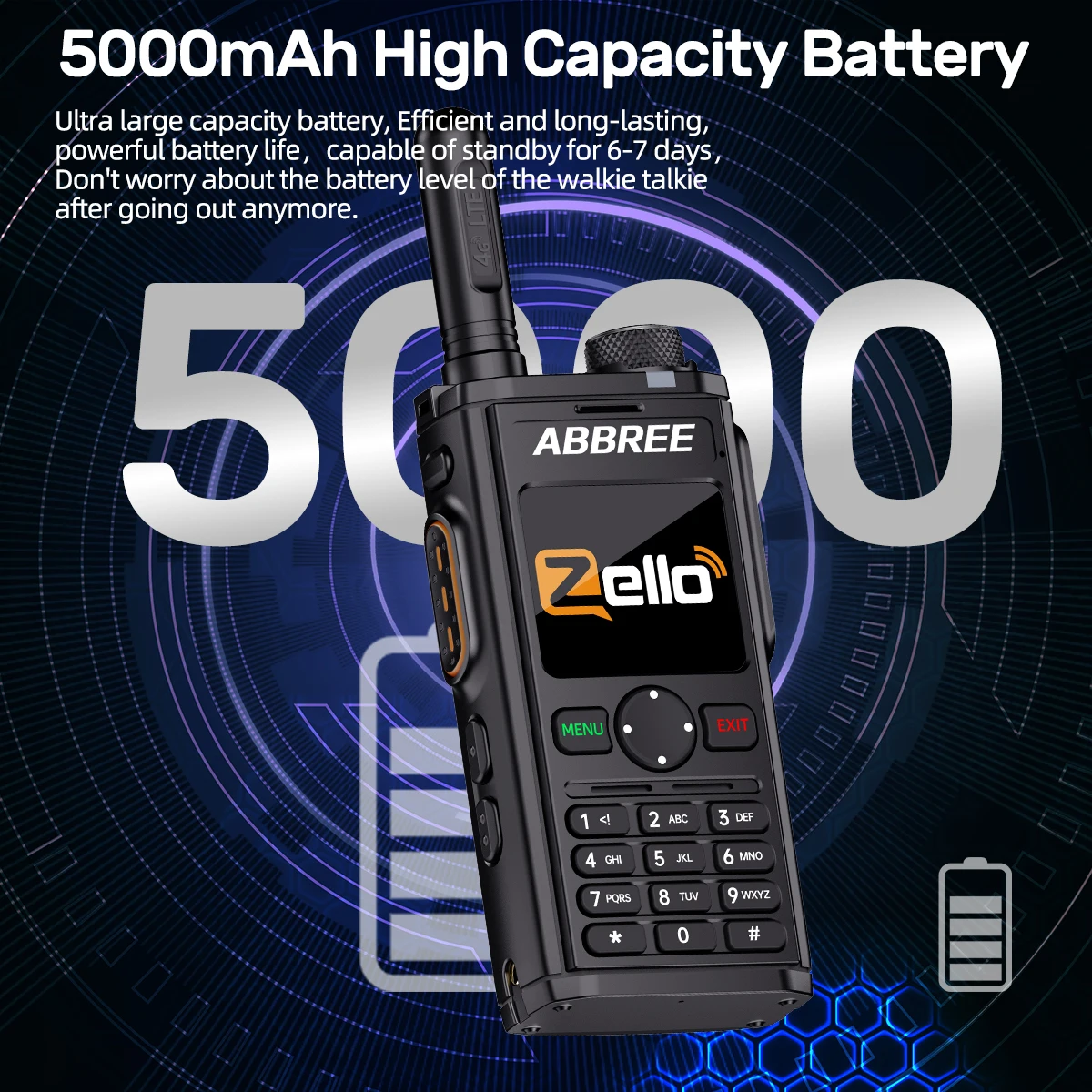 ABBREE GP-298 POC Netzwerk Walkie Talkie Global POC Radio Unbegrenzte Entfernung Zello 4G SIM Karte Android Bluetooth WIFI Radio