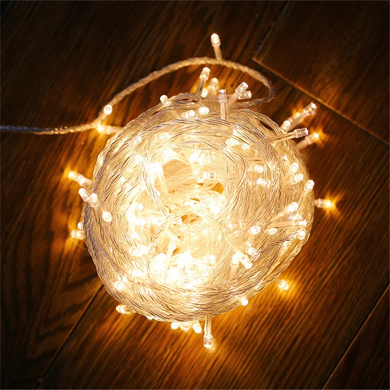 LED Fairy Strings Light กันน้ํากลางแจ้ง Garland EU 220V 5M 10M 40/100Led สําหรับคริสต์มาสปาร์ตี้งานแต่งงานวันเกิดโคมไฟตกแต่ง