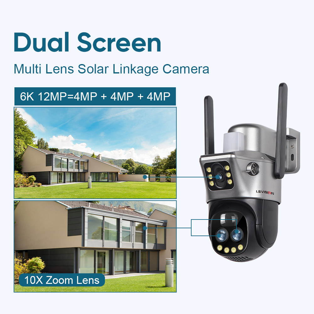 LS visión V380 doble lente WIFI/4G Cámara Solar 10X Zoom PIR detección humana visión nocturna al aire libre cámara de vídeo de seguridad 8MP 4K Cctv