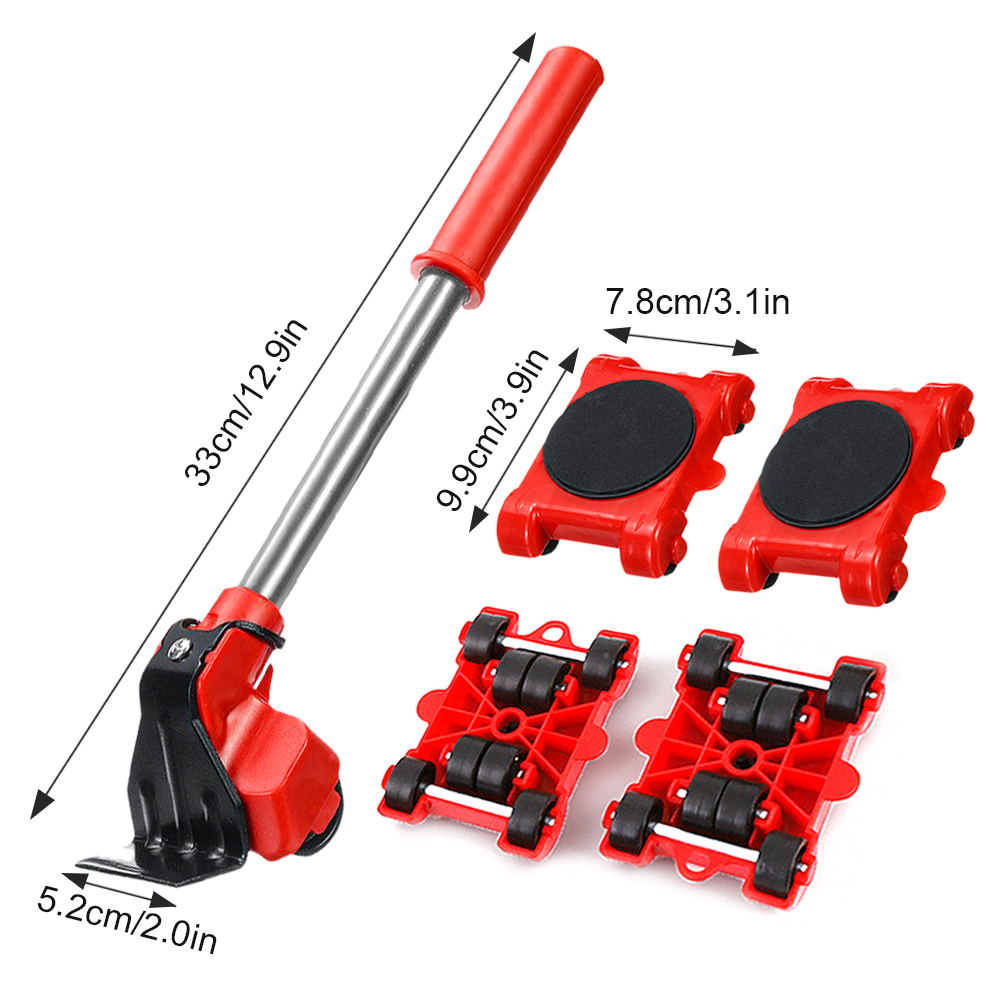 5PCS Set Furniture Dropshipping Mover Tool Transport Set Transport Lifter Heavy Stuff Moving 4 Wheeled Mover Roller Hand Tools