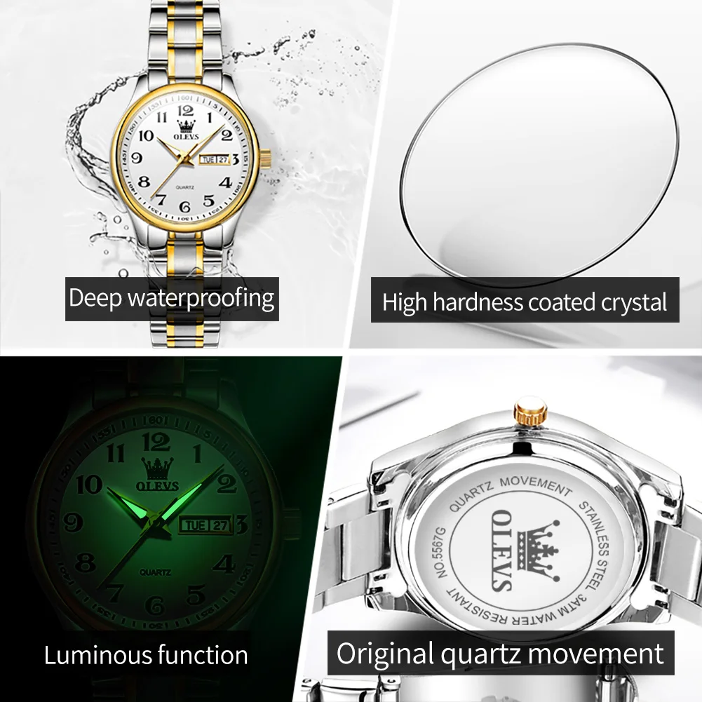 OLEVS 5567 reloj de mujer Original de marca de lujo de acero inoxidable resistente al agua reloj de cuarzo para mujer elegante fecha Zhou relojes de mujer
