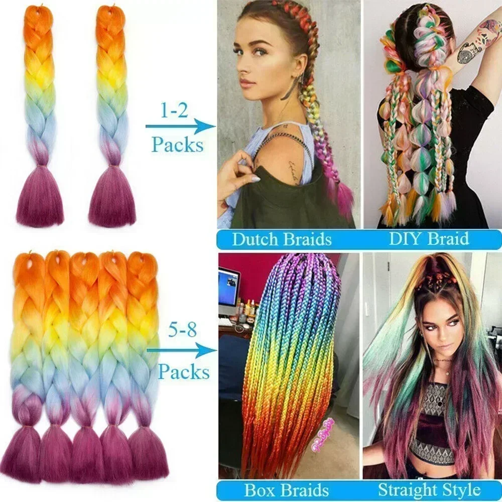 合成編組ヘアパック,女性用,ジャンボブレード,DIY,ブルー,グレー,卸売,24インチ