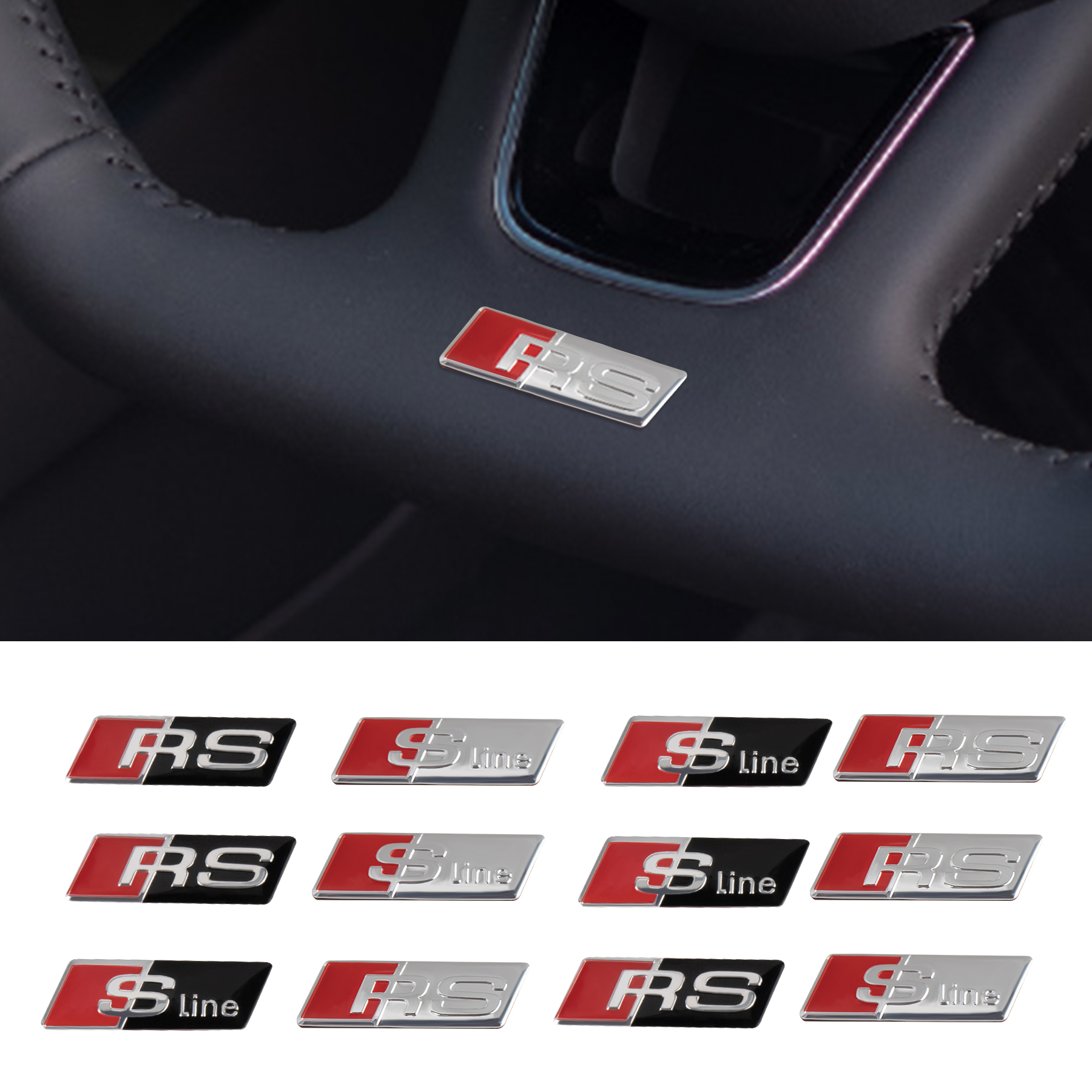 2/5/10 шт. автомобильный значок RS Sline, наклейка на руль, аксессуары для Audi Sline A4 B7 B8 B9 A3 8P 8V 8L A5 A6 C6 C5 C7 A1 Q2 Q3