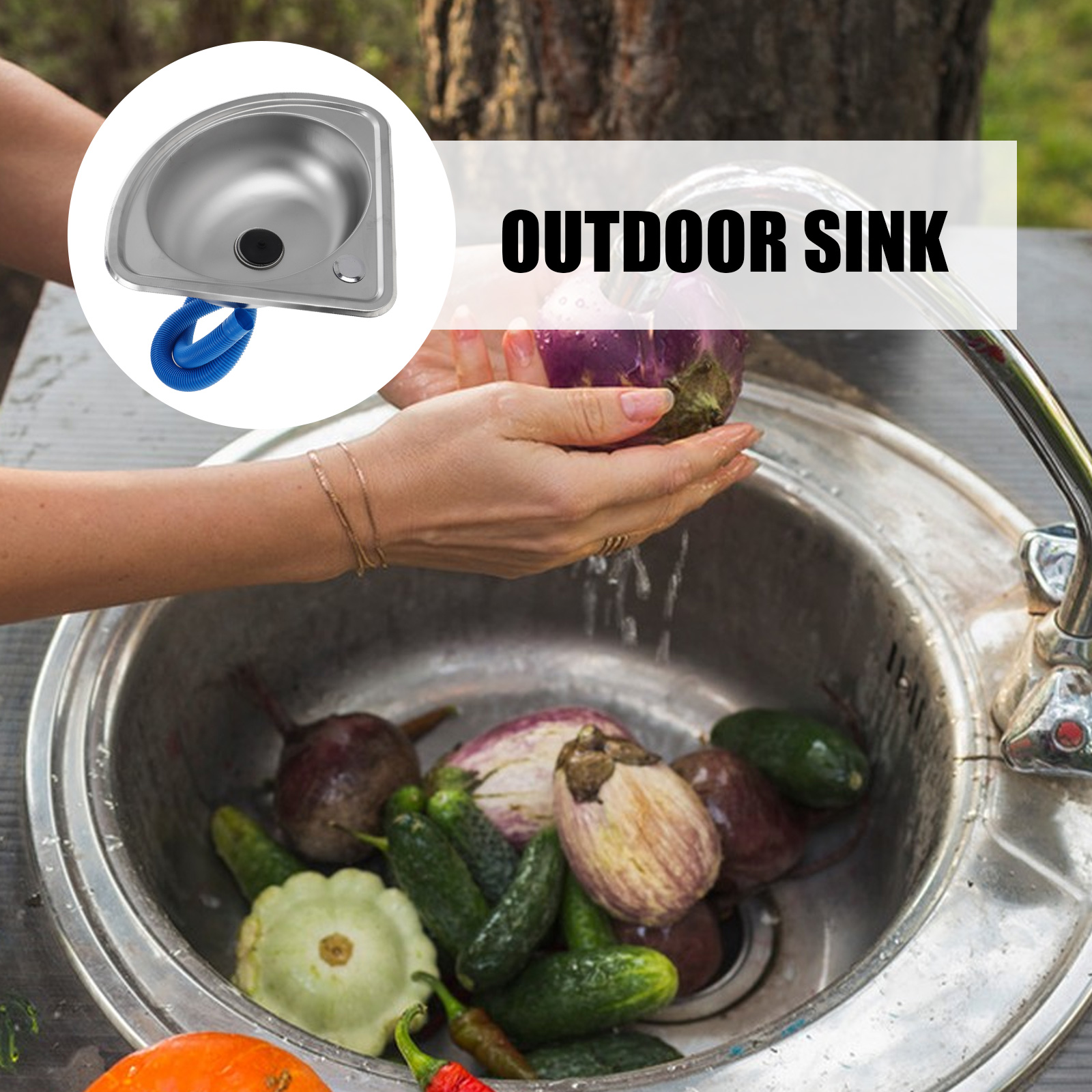 RV Kitchen Sink Stainless Bathroom Basins Camper Vegetable Corner Motorhome Bar Steel Small Single Bowl Drop Tub