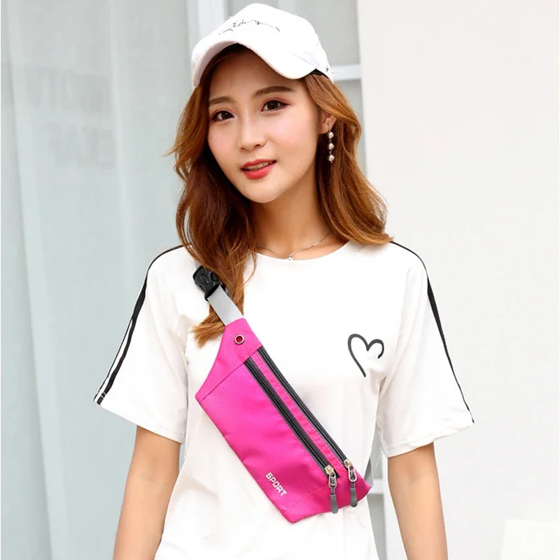 Riñonera deportiva con cremallera impermeable para hombre y mujer, bolso cruzado con cinturón para hombro, bolso de viaje para teléfono, bolso informal para el vientre