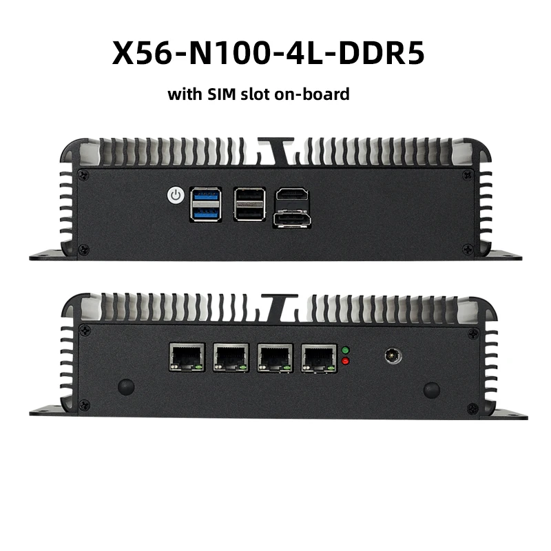 Fanless Industrial Mini PC Intel N100 Processor 4x 2.5G Ethernet Mini-PCIE Expansion WiFi 4G SIM Support Windows Linux Openwrt