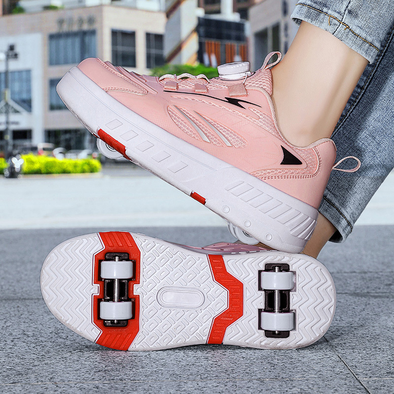 Patines de ruedas de deformación, zapatos de doble fila, patines de 4 ruedas, zapatos con ruedas, zapatillas de deporte con ruedas de doble uso, zapatos de skate