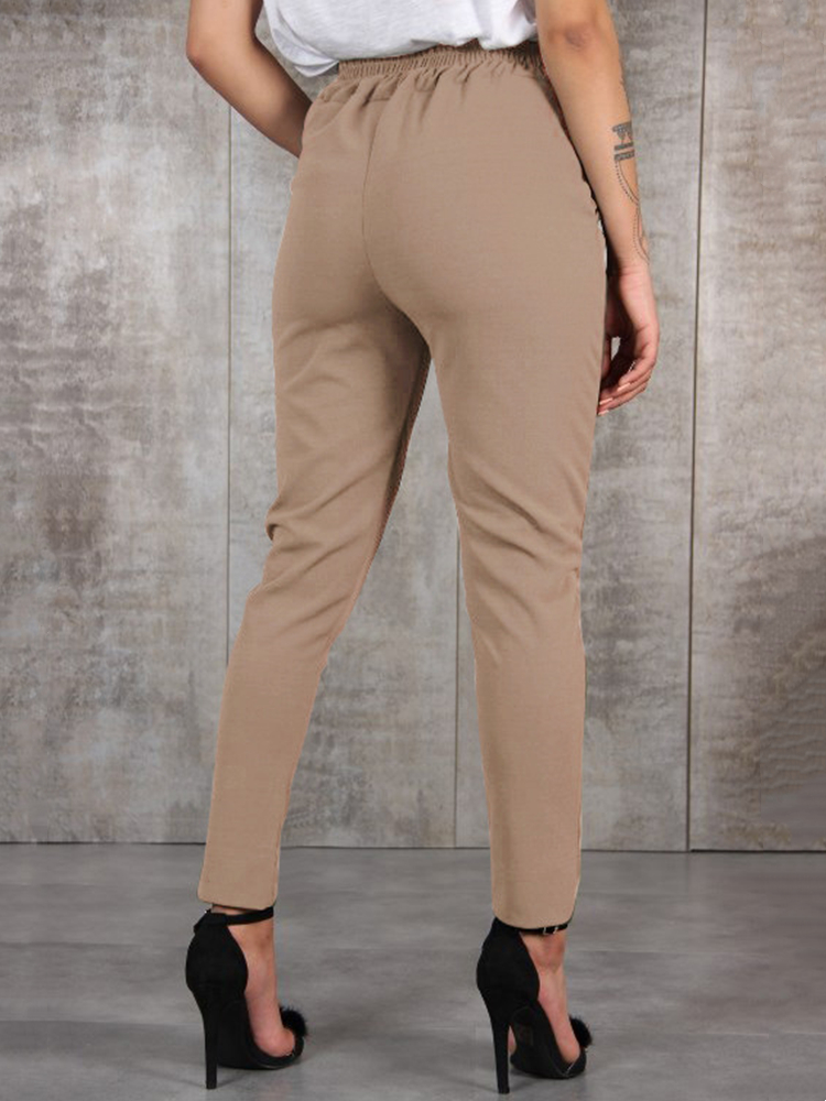 BornToGirl Spring Summer Autumn Casual Slim Chiffon Thin Pants For Women High Waist Black Khaki Green Pants Woman Trousers