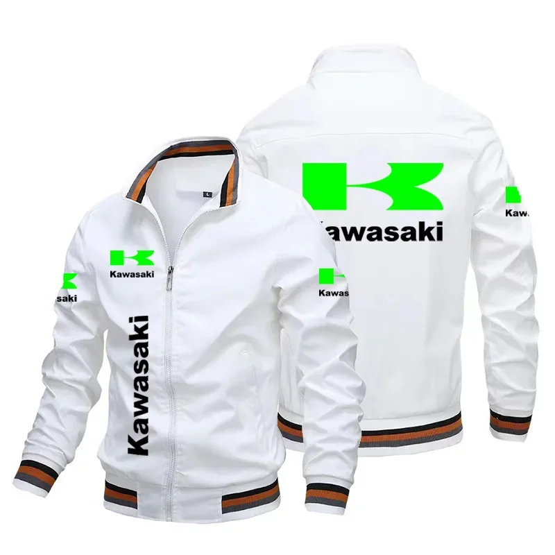 2024 jaqueta masculina kawasaki logotipo impresso jaqueta de corrida da motocicleta esportiva ao ar livre casual com zíper camisa jaqueta topos