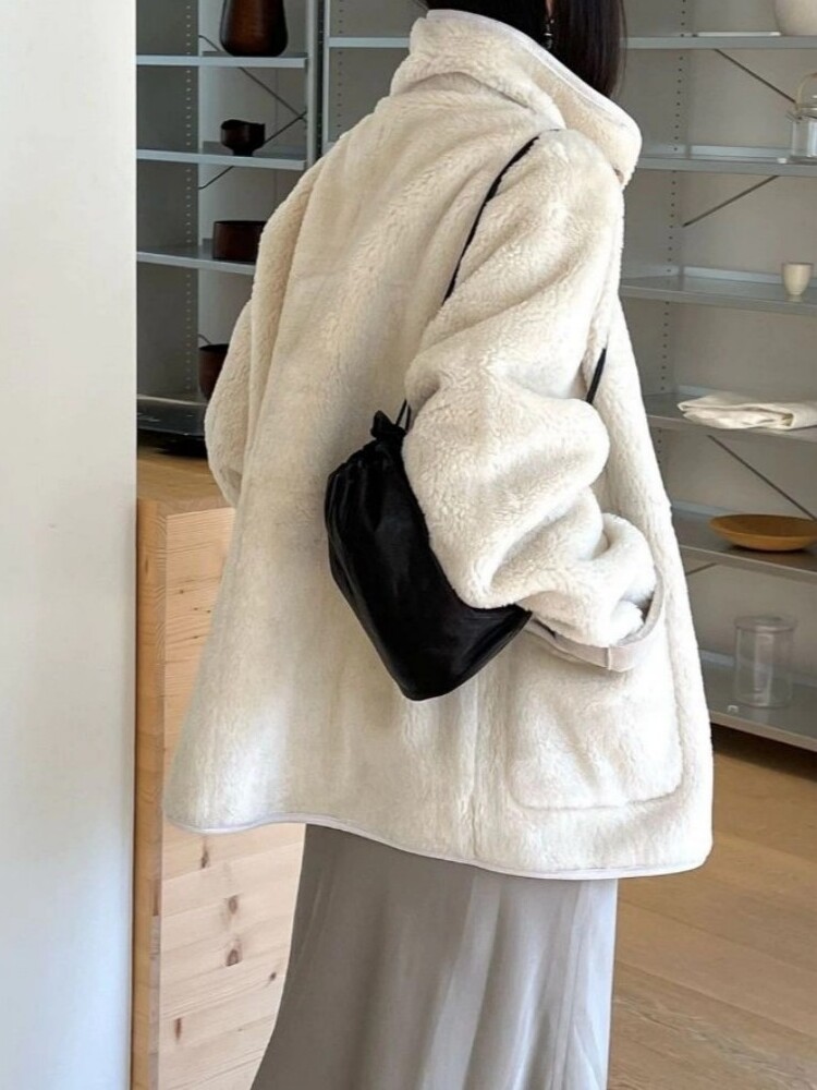 Em estoque 2024 inverno nova coreia do sul dongdaemun mo * oha temperamento pele integrada feminino lã de cordeiro casacos de pele