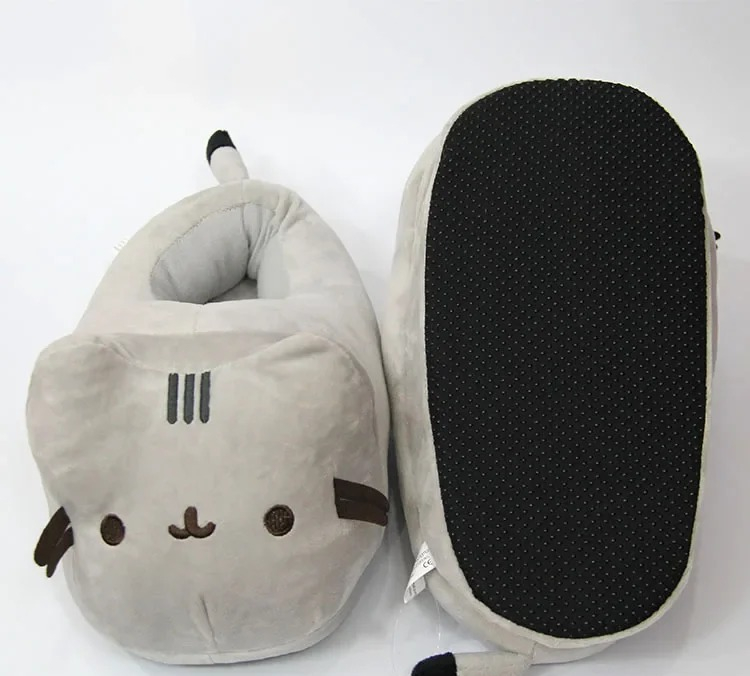 Chinelos de gato cobertos completos dos desenhos animados inverno quente slides macio pelúcia boneca interior bonito anime quarto sapatos para homem mulher uso doméstico