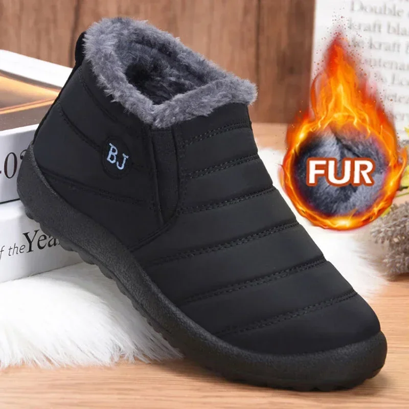 Wasserdichte Winterstiefel für Damen, 2023, neue Plüsch-Schneestiefel, Damen-Stiefeletten, warm, schwarz, Paar, Baumwolle, Paare, Plateauschuhe