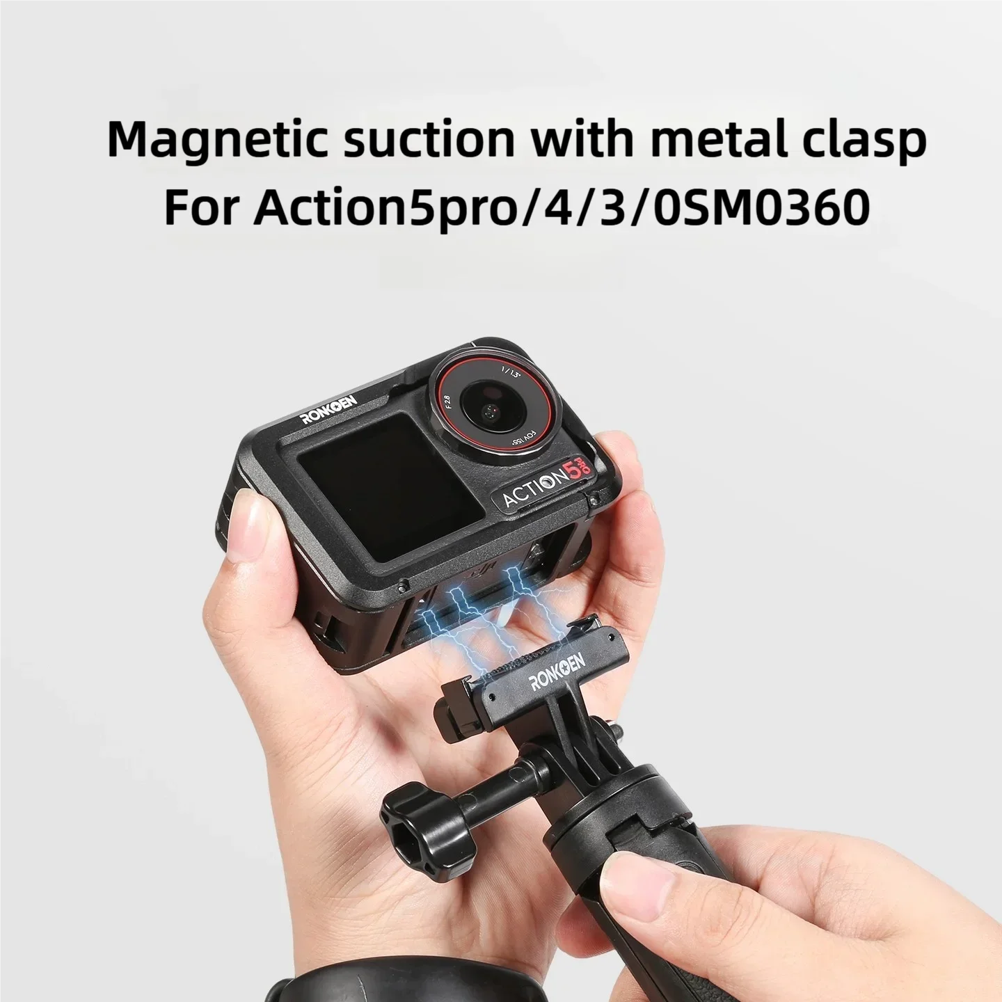 Ronkoen Magnetic Quick Release Adapter Base For DJI Osmo Action 3/4/5 Pro Foldable Quick-release Two Claw Mount Adapter