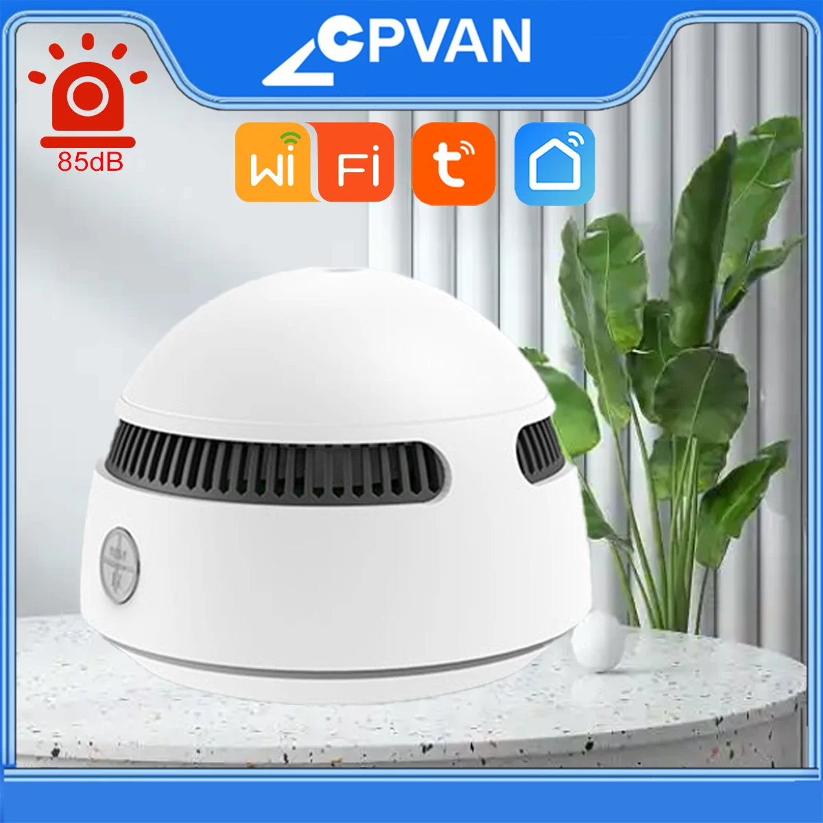 CPVAN Tuya Sensore rilevatore di fumo antincendio Allarme fumo WiFi Sicurezza domestica intelligente per camera Cucina Negozio Sensore di allarme sonoro antincendio