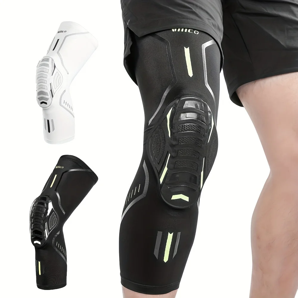 Joelheiras esportivas Vilico, joelheiras respiráveis de compressão, com capas de favo de mel, fixação de patela, adequadas para homens