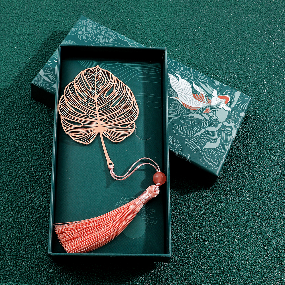 Chinese Style Handmade Book Mark Pink Rose Lotus Flower Bookmarks Reading Marker for Book Lover Gifts for Friend Collection Gift