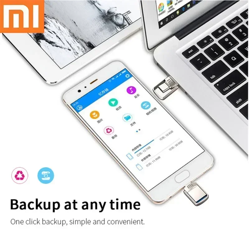 XIAOMI 2TB แฟลชไดรฟ์โลหะ 2 IN 1 OTG 1TB 512GB USB แฟลชไดรฟ์ 256GB 2TB USB 3.0 ไดรฟ์ปากกา Memory Stick ประเภท C สําหรับโทรศัพท์มือถือ PC