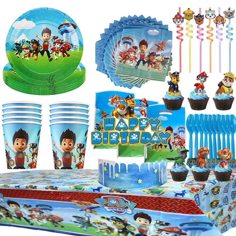 Paw Patrol Birthday Party Decorations Tableware Napkins Plates Gift Gag Balloons Birthday Decor Party Supplies Gifts for Boys