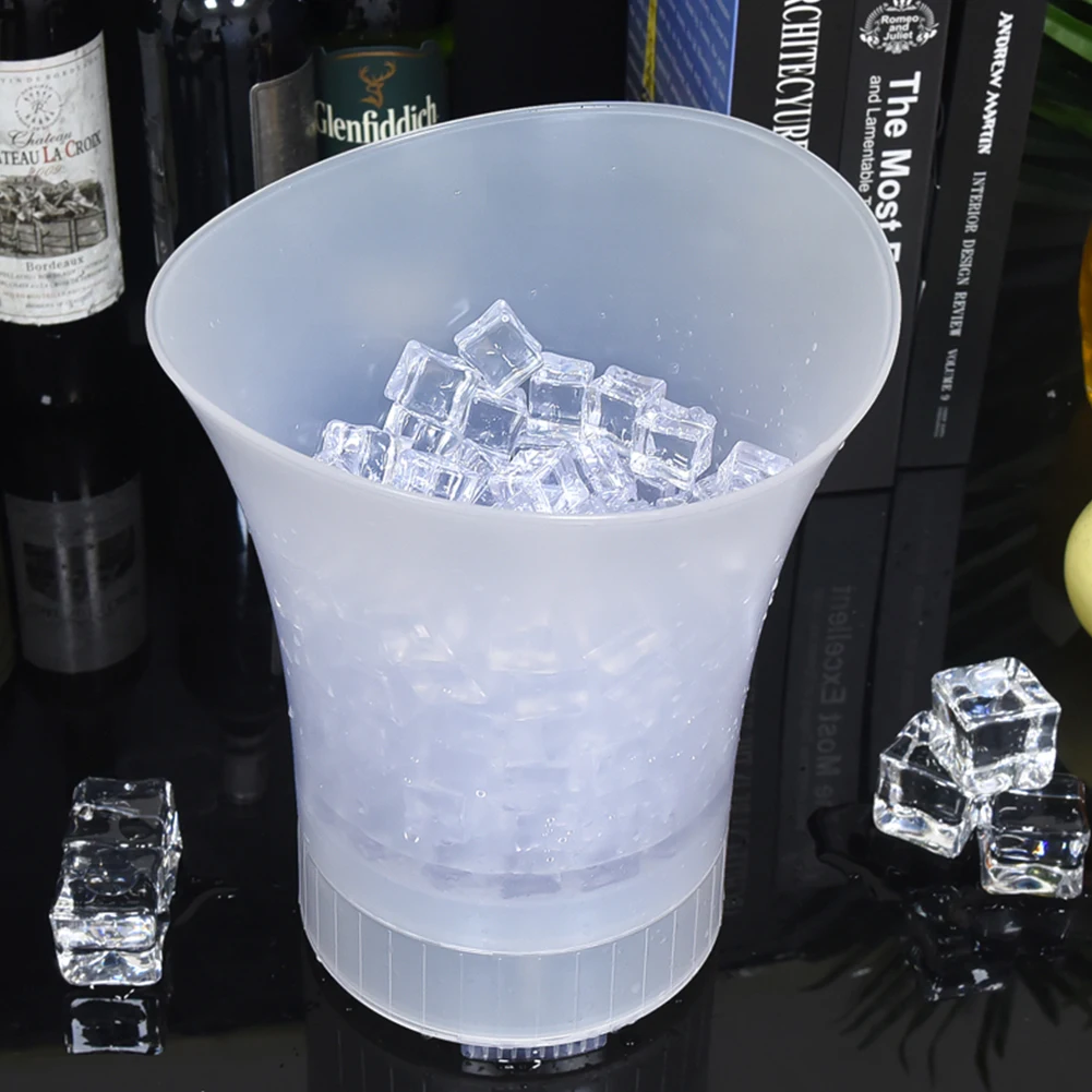 LED Ice Bucket with Bluetooth Speaker 5L Large Capacity Wine Beer Ice Bucket Drink Container Multi Color Changing for Home Bar