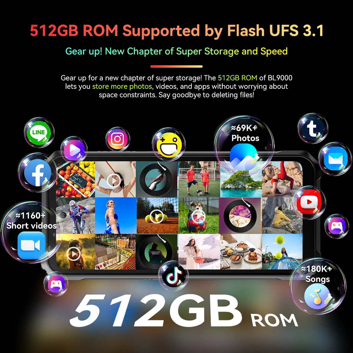 Blackview BL9000 Rugged Phone 6.78" 12GB+512GB 2.4K FHD Dual Display 50MP 8800mAh 120W Android 13 5G NFC Smartphone