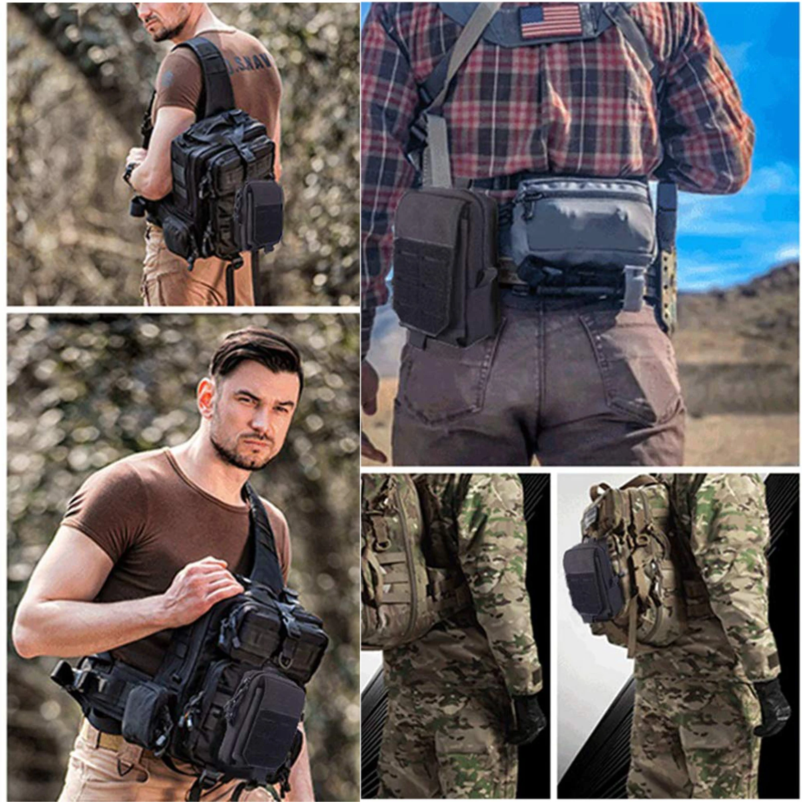 전술 Molle 주머니 허리 가방 야외 남자 EDC 도구 가방 유틸리티 가제트 주최자 조끼 팩 지갑 휴대 전화 케이스